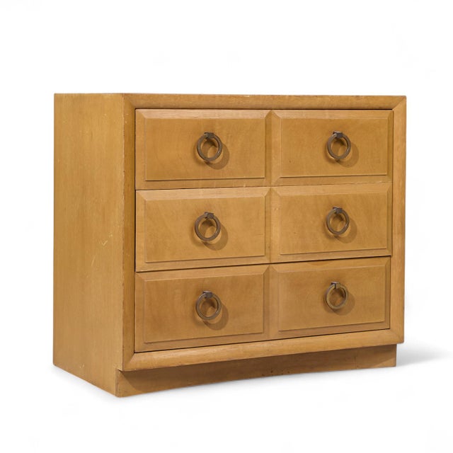 t.h. Robsjohn Gibbings for Widdicomb Mid Century Maple and Brass Three Drawer Chest - Pair For Sale In Chicago - Image 6 of 12