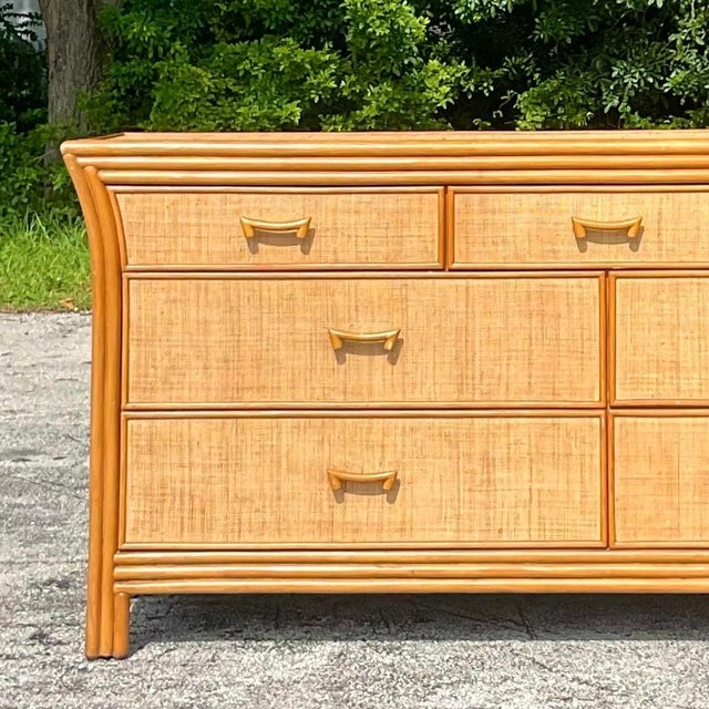 Late 20th Century Vintage Coastal Grasscloth Dresser For Sale - Image 14 of 15
