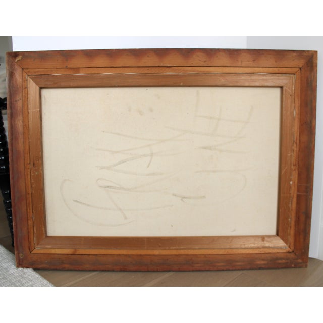 Wood Mid-Century Modern Signed French Still Life on Canvas Painting/43" For Sale - Image 7 of 7