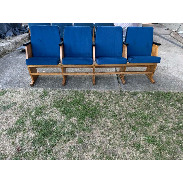 Mid-Century Modern Mid-Century Modern Hungarian Cinema Four-Seater Bench, 1950s For Sale - Image 3 of 11