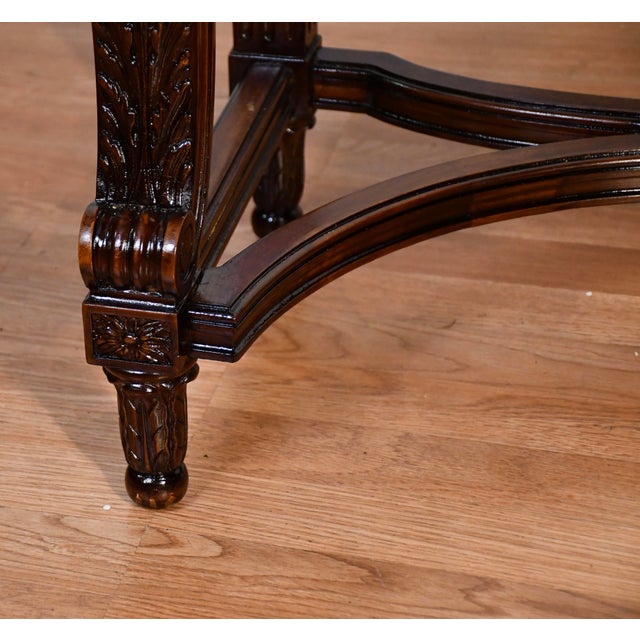 Brown 1900s Antique French Louis XVI Walnut & Satinwood Inlay Console Table For Sale - Image 8 of 18