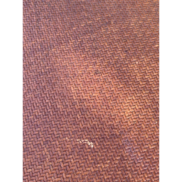 Bamboo Table. Bamboo and Rattan Table With Woven Top Detail and Shelf For Sale - Image 4 of 12