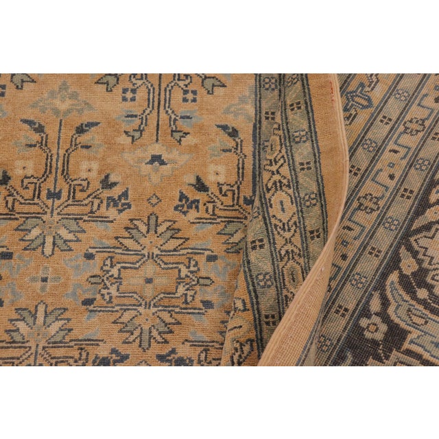 Camel Shabby Chic Nude/Dark Green Wool Rug - 9'2'' X 12'0'' For Sale - Image 8 of 10