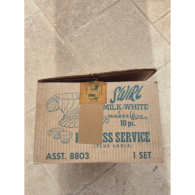 Mid-Century Modern Milk Glass Swirl Pattern Punch Set For Sale - Image 3 of 16