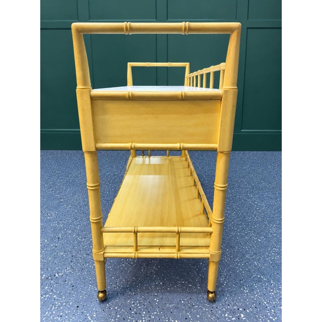 Vintage Thomasville Allegro Faux Bamboo Rolling Serving Cart For Sale - Image 9 of 12