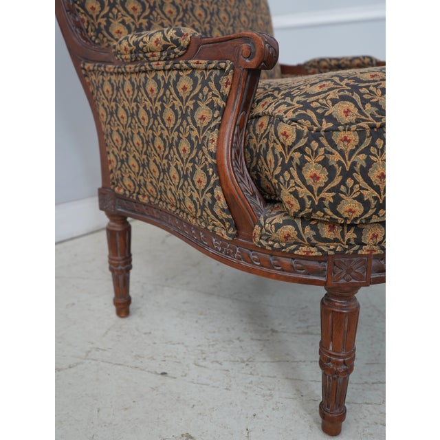 2000 - 2009 Century French Louis XVI Style Bergere Chair & Ottoman For Sale - Image 5 of 18
