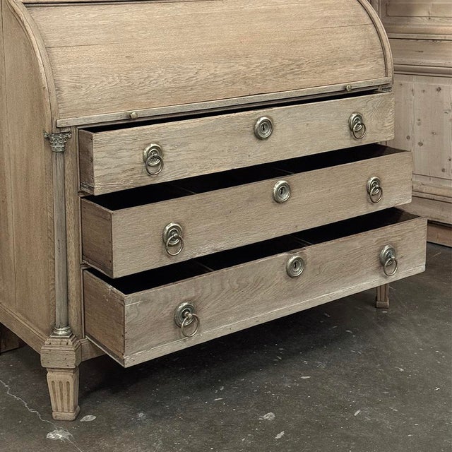 18th Century Dutch Neoclassical Stripped Oak Secretary ~ Bookcase For Sale - Image 11 of 18