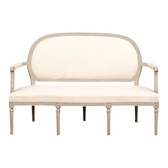 Swedish Neoclassical Period 1780s Painted Sofa with Carved Guilloche Frieze For Sale