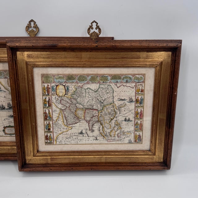 Italian Pair of Italian Framed Antique Style Maps by Ethan Allen For Sale - Image 3 of 12