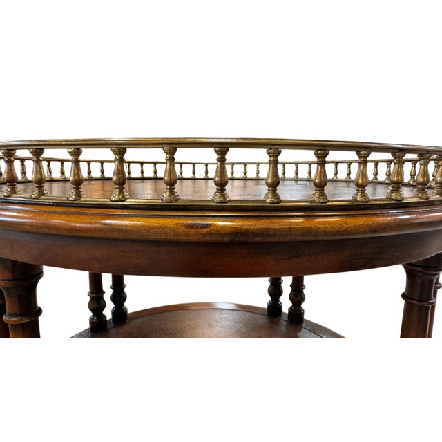 Theodore Alexander 3-Tier Leather & Wood Side Table | Chairish
