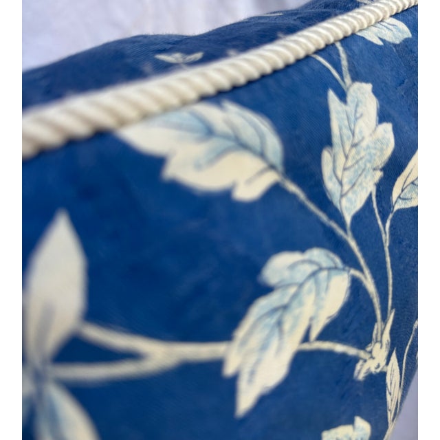 Blue 1980's Blue Bird Floral Chinoiserie Decorative Pillows-Set of Two For Sale - Image 8 of 8