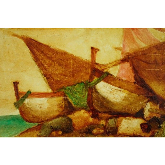 Domenico Chianese, Seascape with Fishermen, 20th Century, Oil Painting on Panel, Framed For Sale - Image 10 of 18