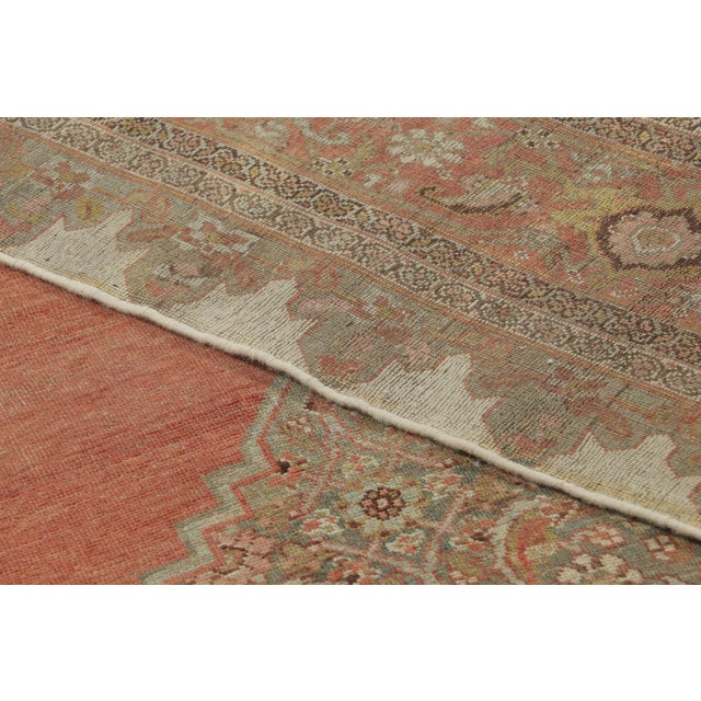 Textile Antique Persian Bidjar Rug With Diamond Medallion in Rust & Beige - Rug & Kilim For Sale - Image 7 of 7