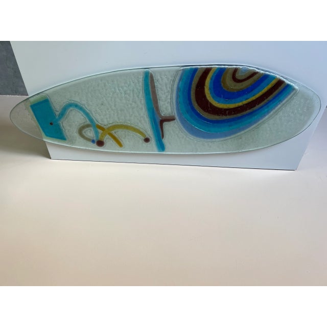 Blue Vintage Art Glass Surf Board Sculpture/Sold For Sale - Image 8 of 10