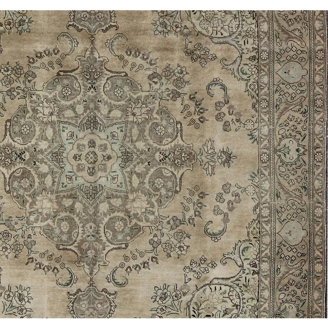 Vintage Muted Tabriz Rug - 10′ × 12′6″ For Sale - Image 4 of 7