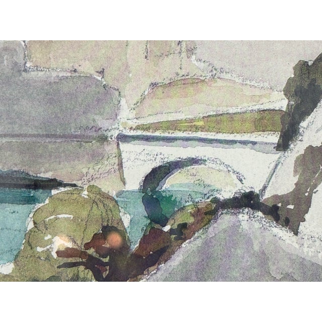 Cream Paul Maldonnet “Sisteron - La Citadelle” Framed Watercolor Painting For Sale - Image 8 of 12