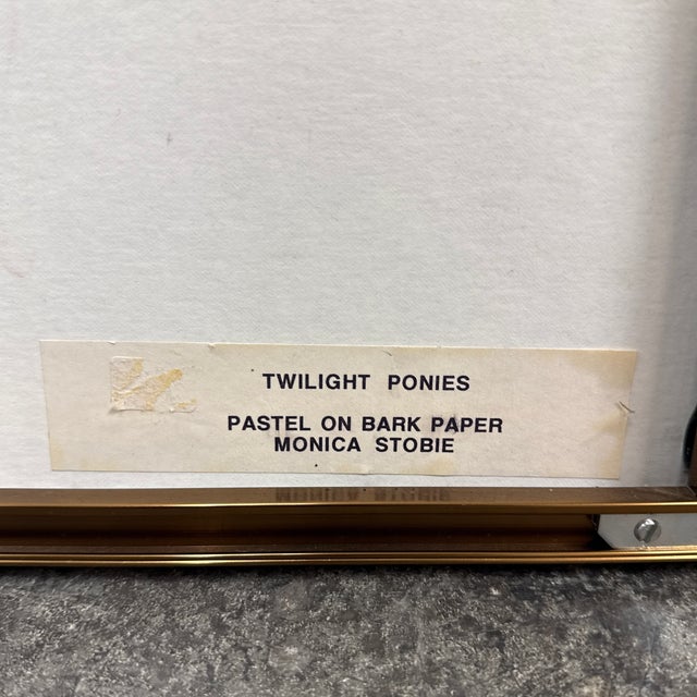 Monica Stobie “Twilight Ponies” Pastel on Bark Paper, 1993 For Sale - Image 11 of 12