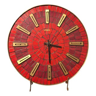 Vintage Mosaic Wall Clock, 1960s For Sale
