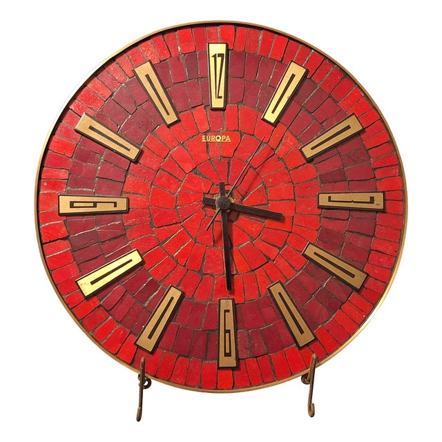 Vintage Mosaic Wall Clock, 1960s For Sale