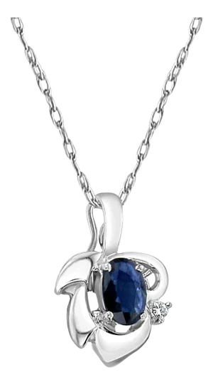 Oval Sapphire White Gold Necklace 16"