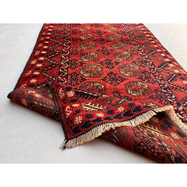 Ivory Vintage Afghan Ersari Turkmen Bokhara Gallery Rug - 8'1" X 3'7" For Sale - Image 8 of 12