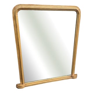 Large Antique English Arched Top Gilt Overmantle Mirror, 19th Century For Sale