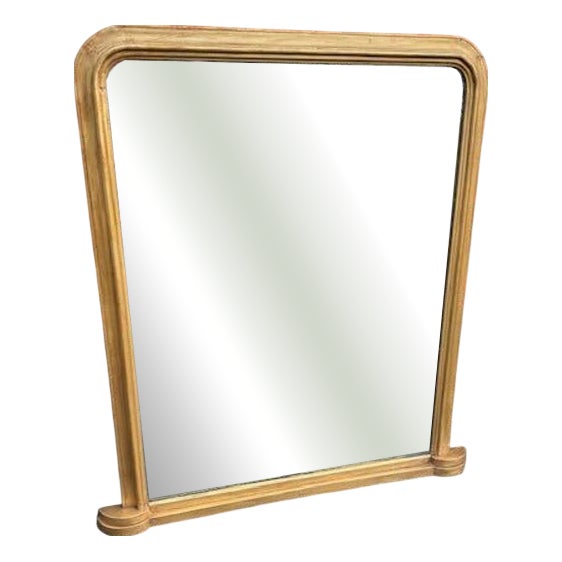 Large Antique English Arched Top Gilt Overmantle Mirror, 19th Century For Sale