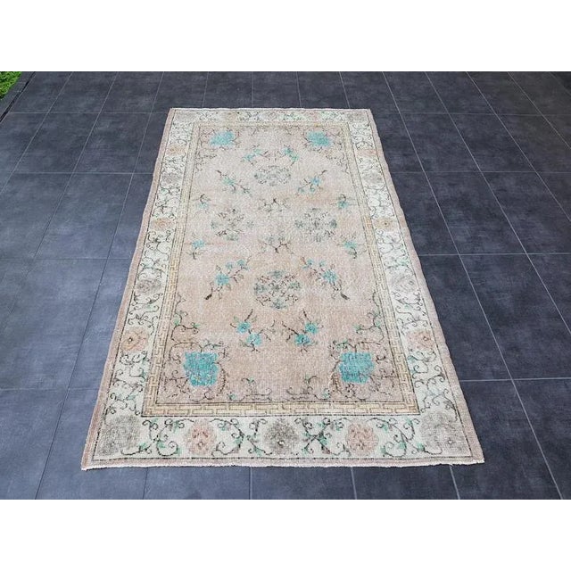 1960s Vintage Floral Handknotted Wool Rug- 3′11″ × 6′11″ For Sale - Image 11 of 11