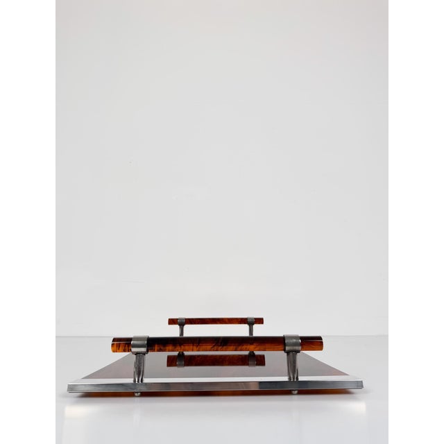 Large Faux Tortoiseshell Acrylic Glass Serving Tray in the style of Christian Dior, 1970s For Sale - Image 10 of 18