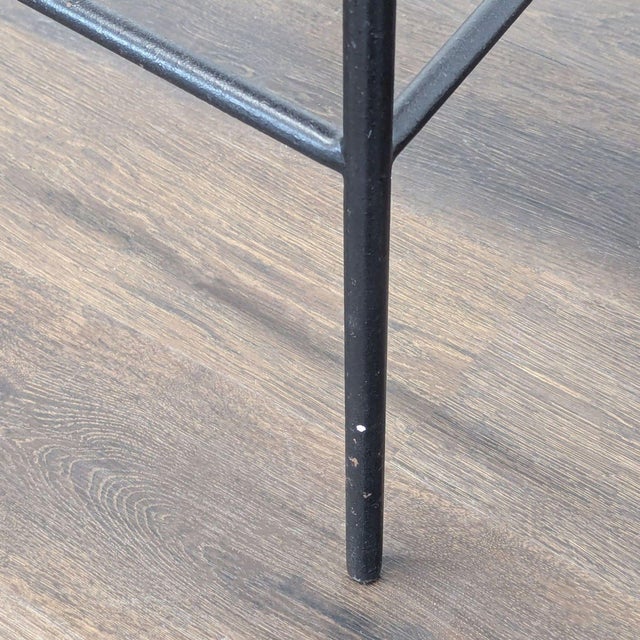 Metal Pottery Barn Maison Leather Bar Stool For Sale - Image 7 of 9