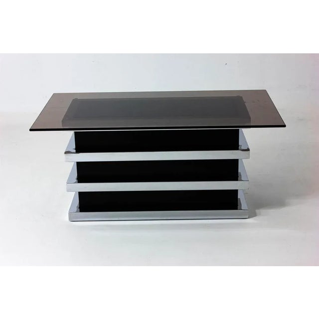Vintage Coffee Table in Black & Chrome from Belgo Chrom / Dewulf Selection, 1970s For Sale - Image 9 of 11
