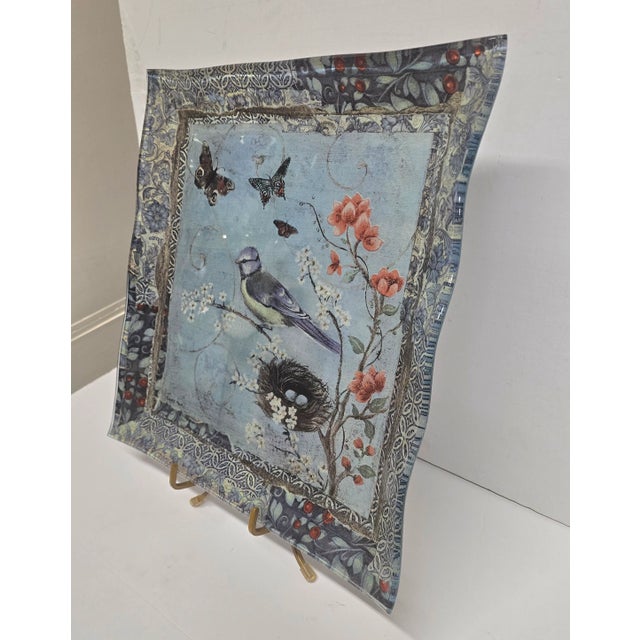 Unique Square cased glass tray. This process of fusing two or more layers of different colored glass together. Multi...