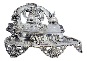 Inkwell in Cut Silver with Shell
