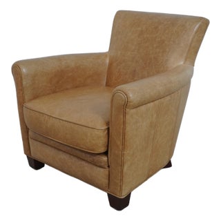 Art Deco Modern Design Tan Leather Chair For Sale