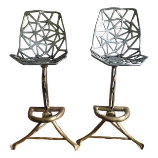 1970s David Marshall Brutalist Barstools For Sale
