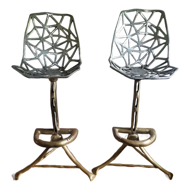 1970s David Marshall Brutalist Barstools For Sale