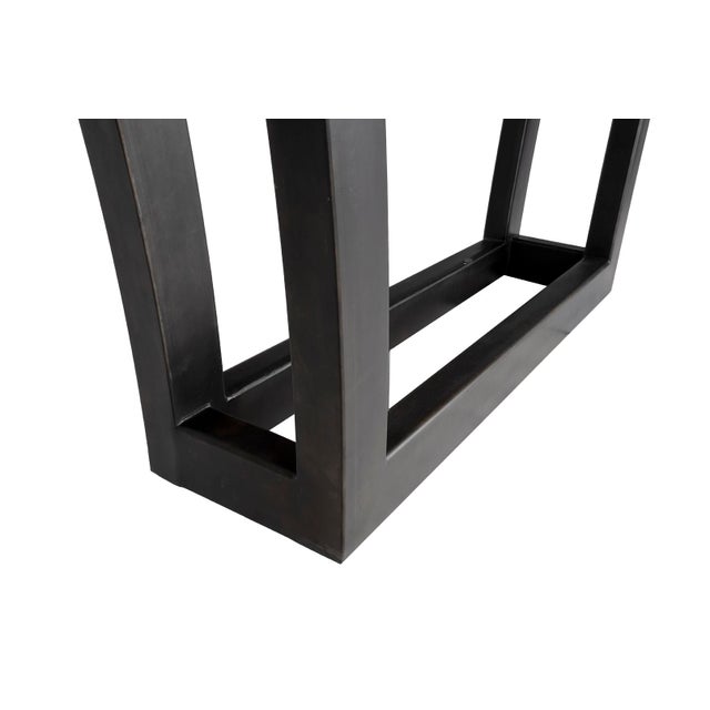 Dove Gray Modern Console Table With Limestone Top and Steel Base For Sale - Image 8 of 9