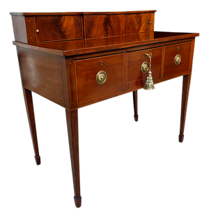 English George III Sheraton Period Inlaid Mahogany Sideboard With Original Removable Stage Back, Circa 1800