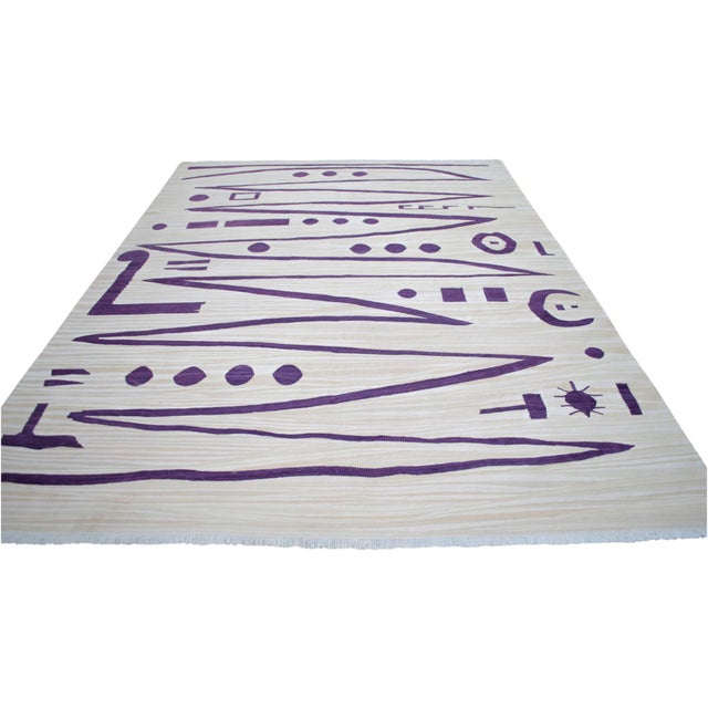 2010s Paul Klee - Heroic Strokes of the Bow - Inspired Silk Hand Woven Area - Wall Rug 4′9″ × 6′3″ For Sale - Image 5 of 16
