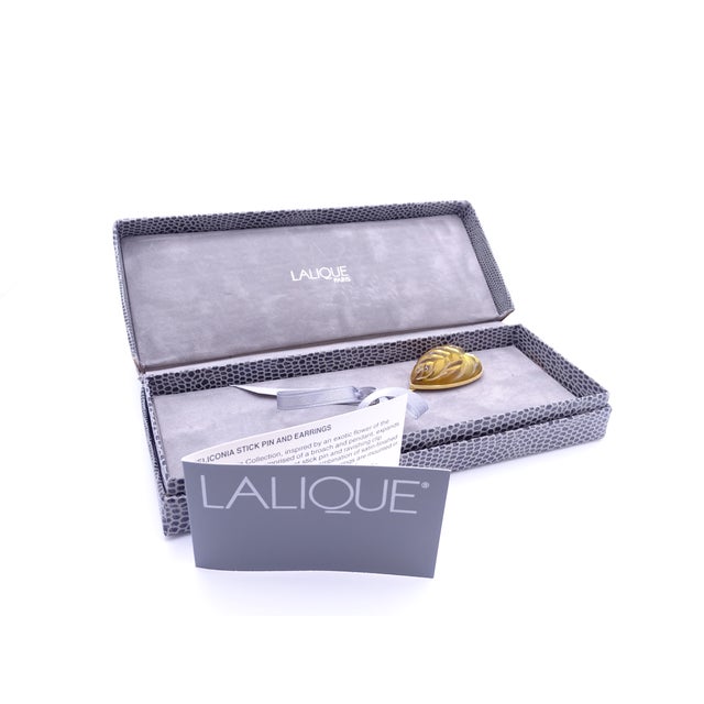 Glass and Gold-Plated Heliconia Leaf Pin from Lalique, France, 1995 For Sale - Image 14 of 18