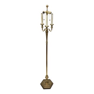 Vintage Frederick Cooper Tall Brass & Marble Floor Lamp For Sale