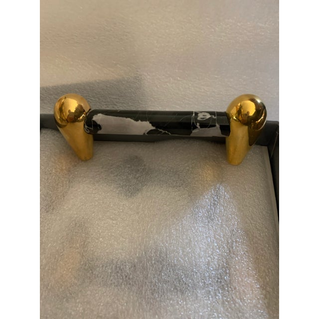 1970s Set of 4 Handmade Black White Marble "Carrara" Italy, 1970 For Sale - Image 5 of 9