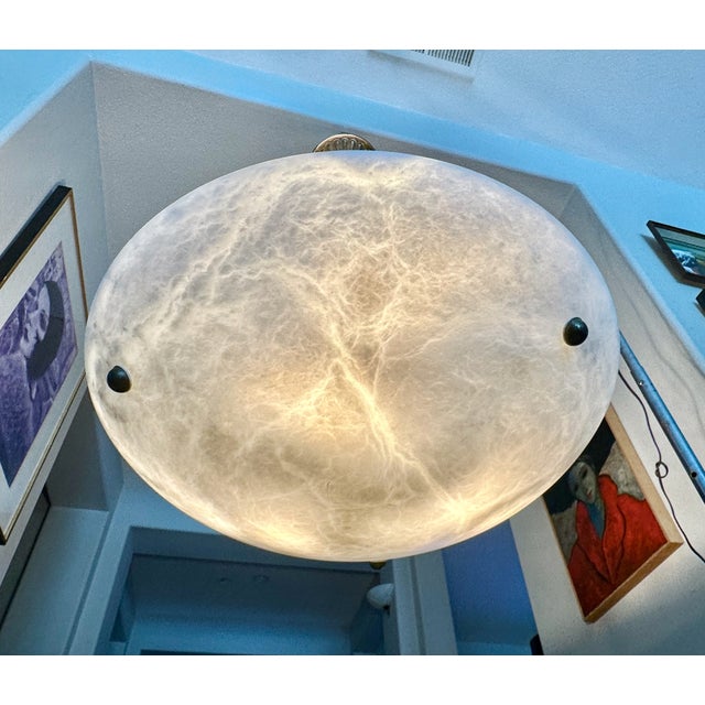 Large French Directoire Style Alabaster Chandelier Pendant Light For Sale - Image 4 of 16
