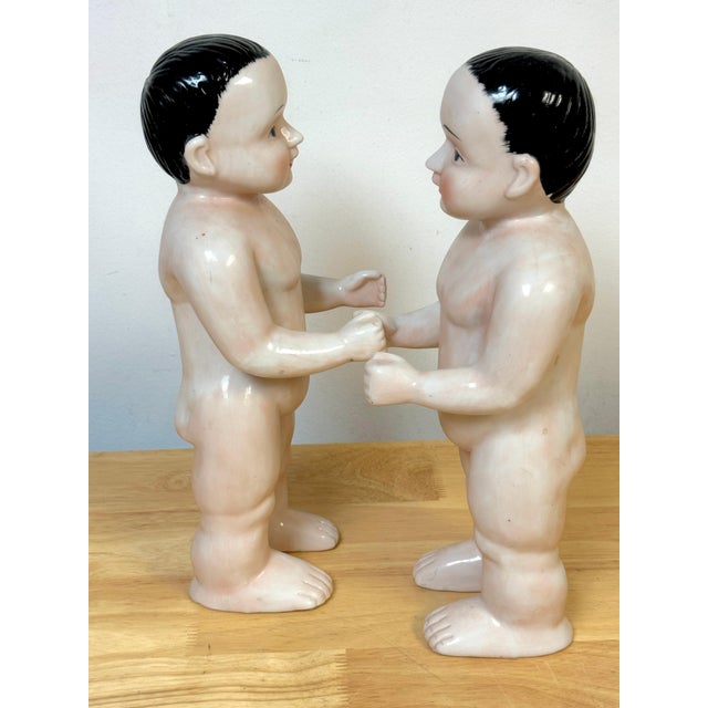 Ceramic Pair of 'Gemini' Twin Frozen Charlie Figures For Sale - Image 7 of 12