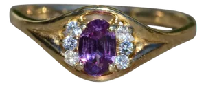 The Alaia: Ladies Vintage 14K Gold Ring set with Laboratory Grown Alexandrite and Cubic Zirconia