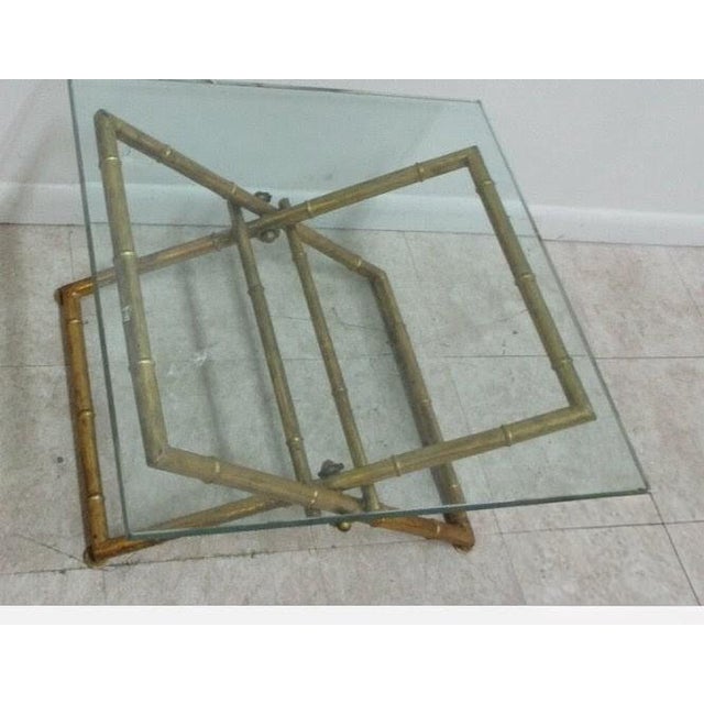 Vintage Gold Gilt Faux Bamboo Campaign X Base End Table Italian Regency B For Sale - Image 10 of 10