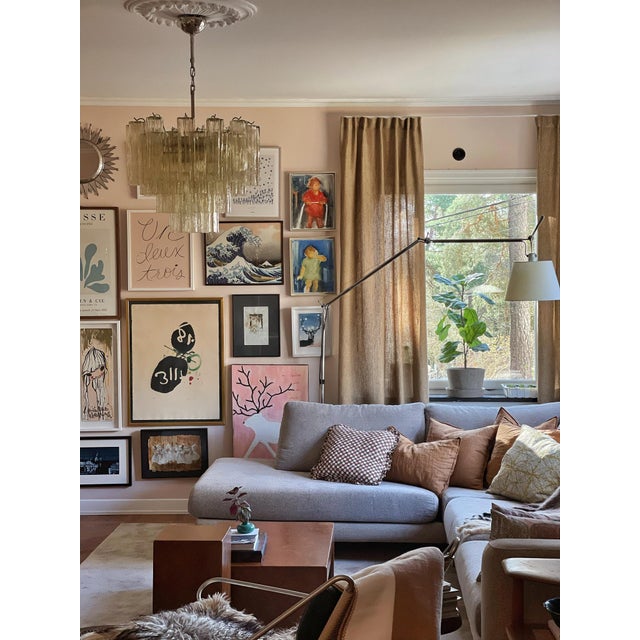 Contemporary Medium Size Honey-Colored Murano Tubular Chandelier For Sale - Image 3 of 8