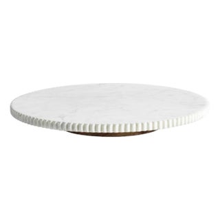 Caserta Ribbed Finish White Marble Lazy Susan For Sale