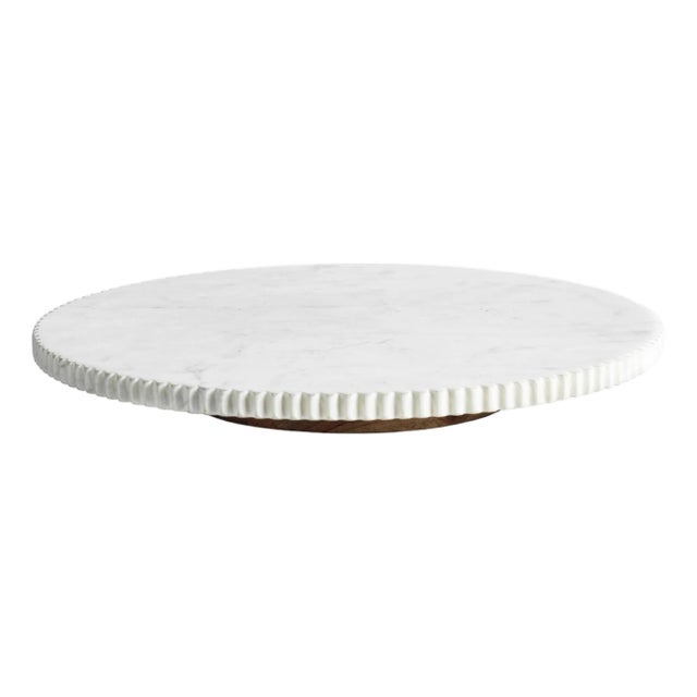 Caserta Ribbed Finish White Marble Lazy Susan For Sale