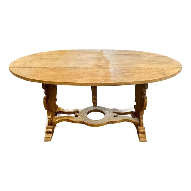 19th C. Italian Bleached Walnut Drop Leaf Table For Sale